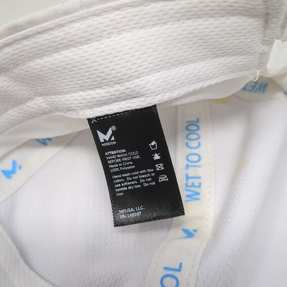 Mission Strapback Baseball Hat Solid White One Size Adjustable 6 Panel - Picture 9 of 9